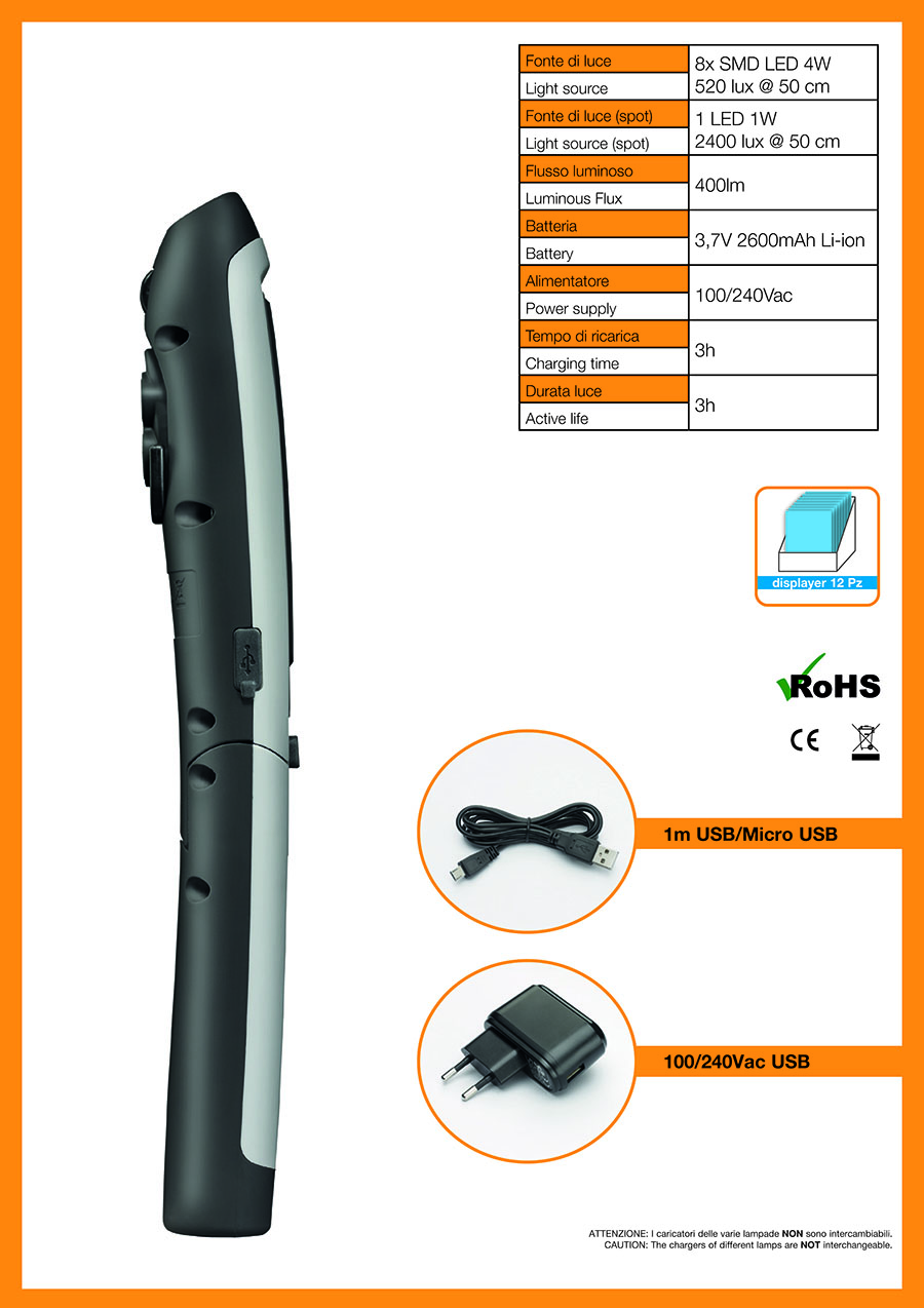 Lampada a LED Ricaricabile Zetek KB140